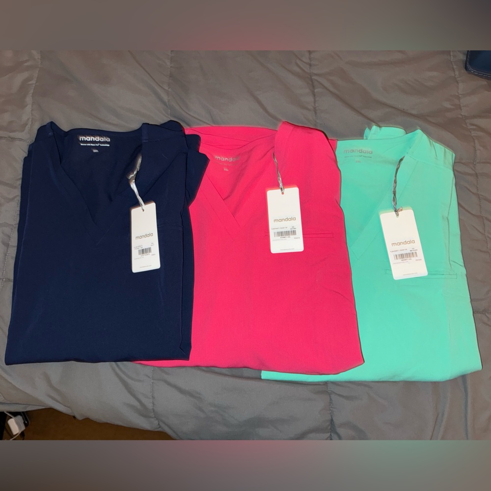 Lot of 3 Mandala One Pocket Scrub Tops ❤️